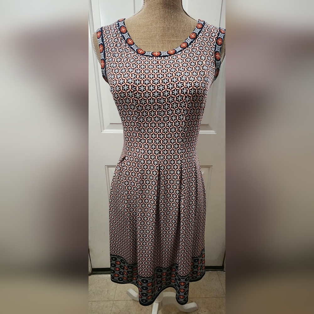Max Studio Orange & Navy Blue Patterned Dress Siz… - image 1